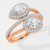 Empowered Two Stone Halo Solitaire Ring - House Of Quadri