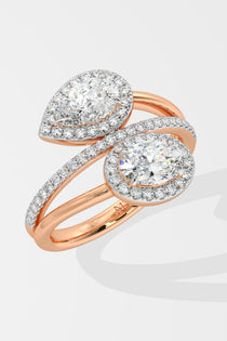 Empowered Two Stone Halo Solitaire Ring - House Of Quadri