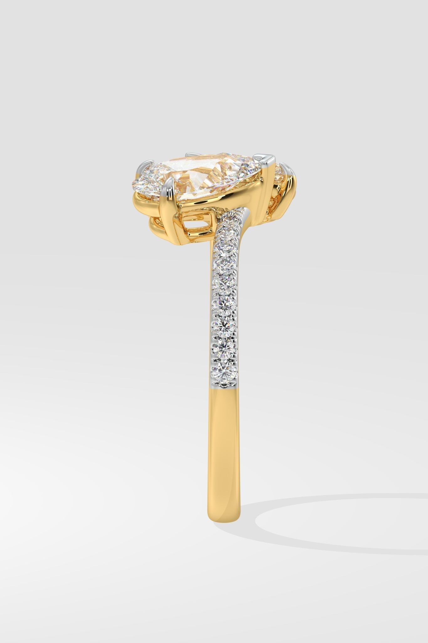 Empowered Alternate Pear Solitaire Ring - House Of Quadri