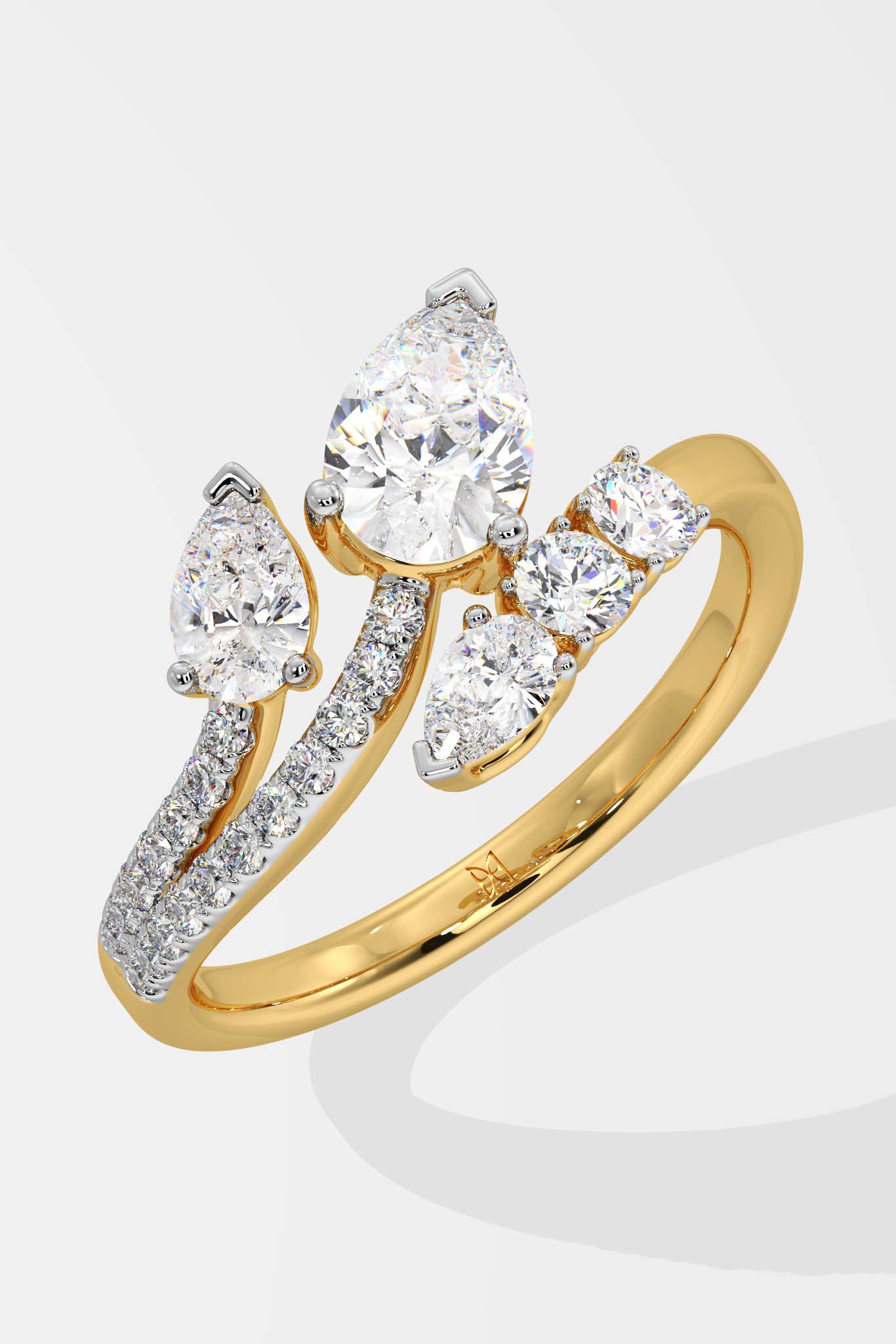 Illuminate Double Pear Drop Ring - House Of Quadri
