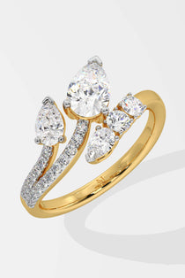 Illuminate Double Pear Drop Ring - House Of Quadri