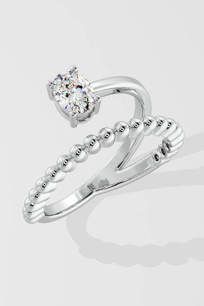 Mini Swirl Oval Solitaire Ring