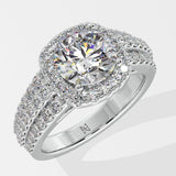 1.5 Ct Bedazzle Cushion Halo Diamond Ring