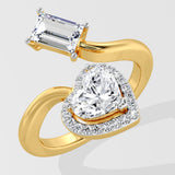 Emerald & Halo Heart 2 Diamond Ring