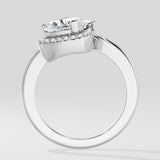 Emerald & Halo Heart 2 Diamond Ring