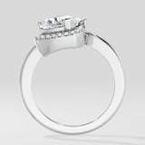 Emerald & Halo Heart 2 Diamond Ring