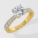 1.5 Ct Solitaire Pave Diamond Ring