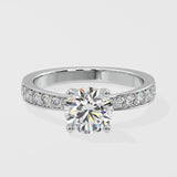 1.5 Ct Solitaire Pave Diamond Ring