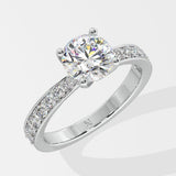 1.5 Ct Solitaire Pave Diamond Ring