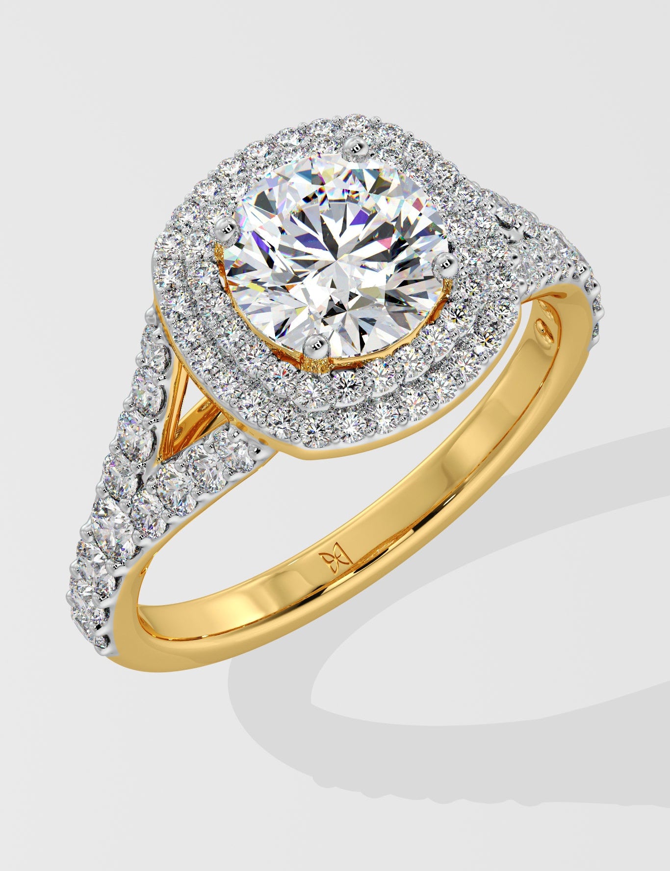 1.5 ct Double Cushion Halo Ring - House Of Quadri