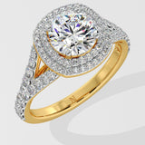 1.5 ct Double Cushion Halo Diamond Ring