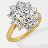 3 ct Sunburst Oval Ring