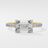 2 ct East-West Emerald Diamond Ring