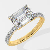 2 ct East-West Emerald Diamond Ring