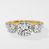2 ct Trinity Cushion Diamond Ring