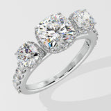 2 ct Trinity Cushion Diamond Ring