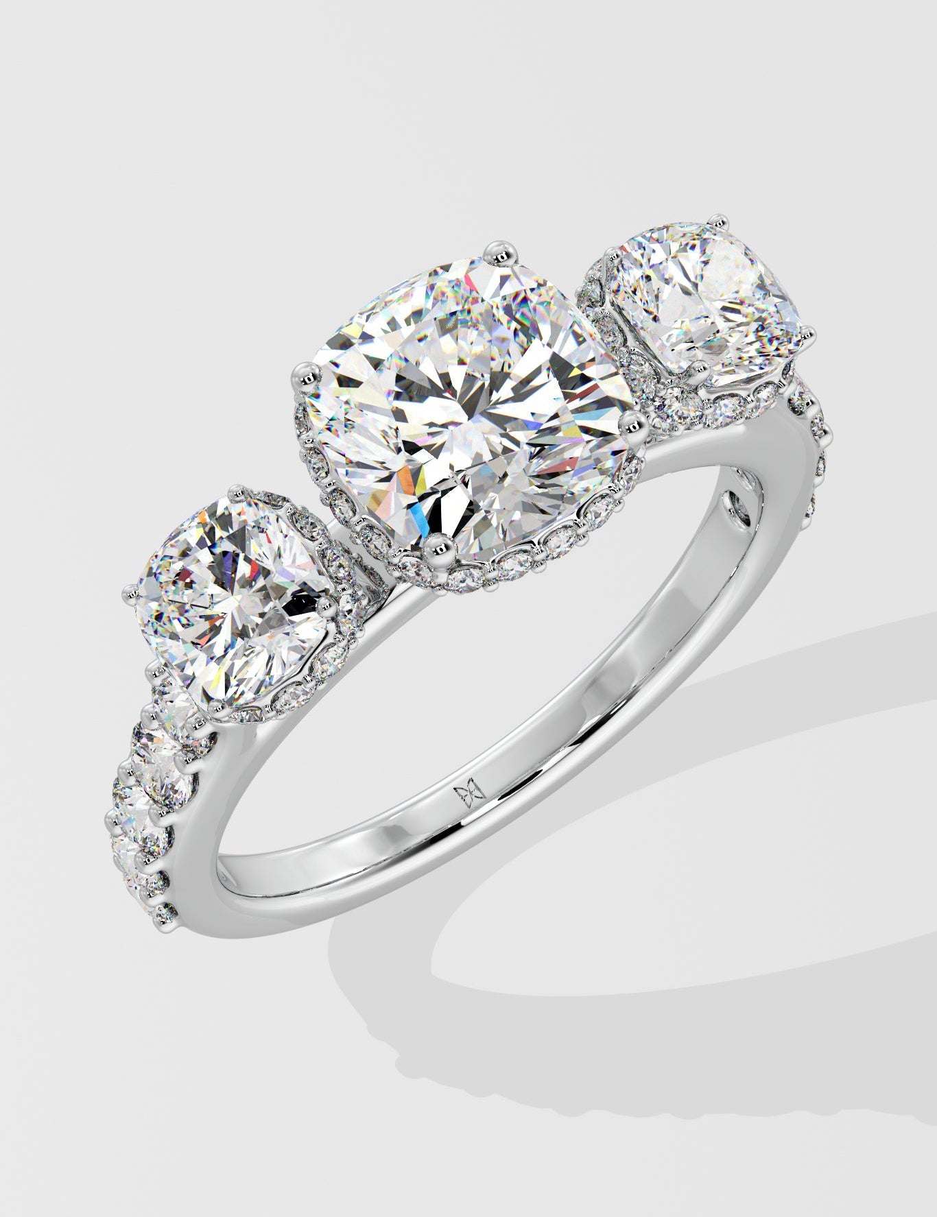 2 ct Trinity Cushion Diamond Ring