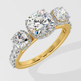 2 ct Trinity Cushion Diamond Ring
