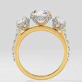 2 ct Trinity Cushion Diamond Ring