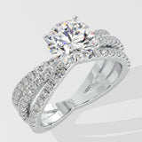 1.5 ct Triple Crossover Solitaire Diamond Ring