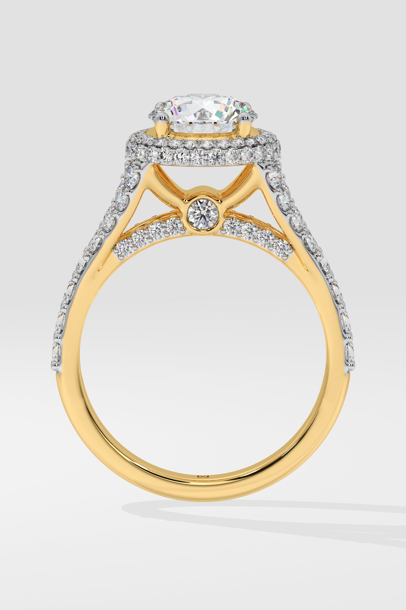 1.5 ct Halo Solitaire Y-Shank Ring - House Of Quadri
