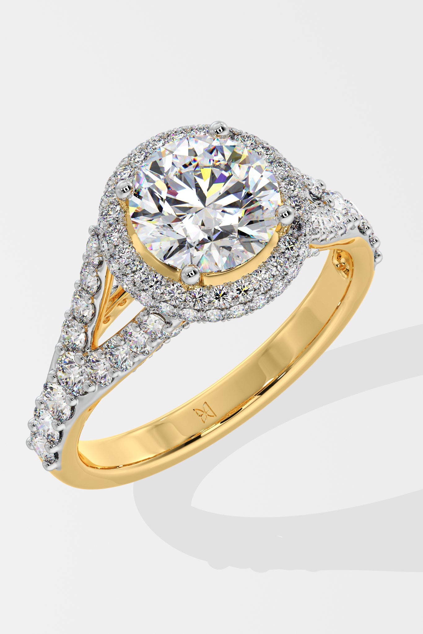 1.5 ct Halo Solitaire Y-Shank Ring - House Of Quadri
