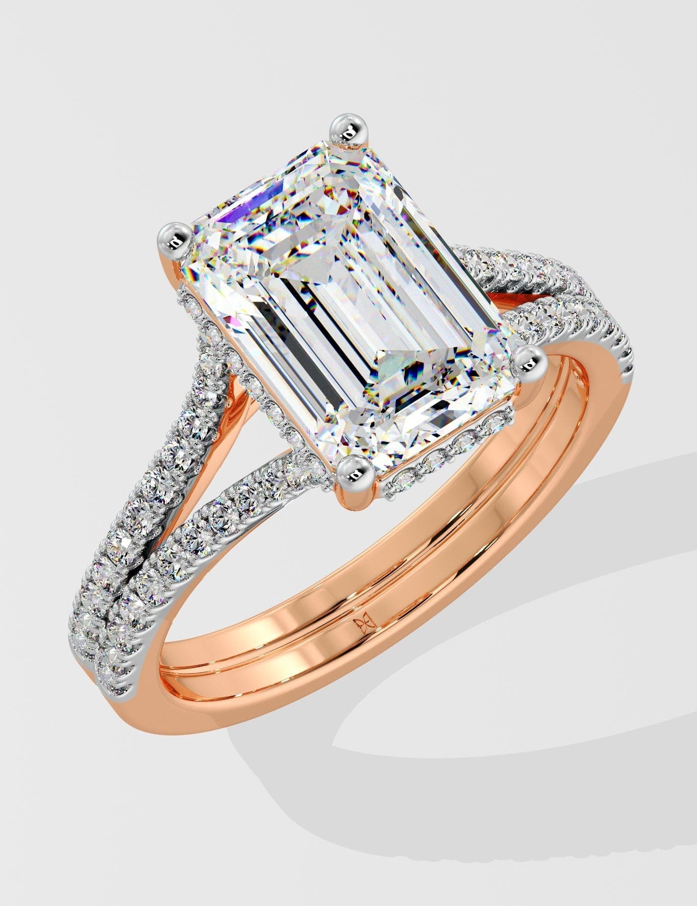 4 ct Emerald Split Shank Ring