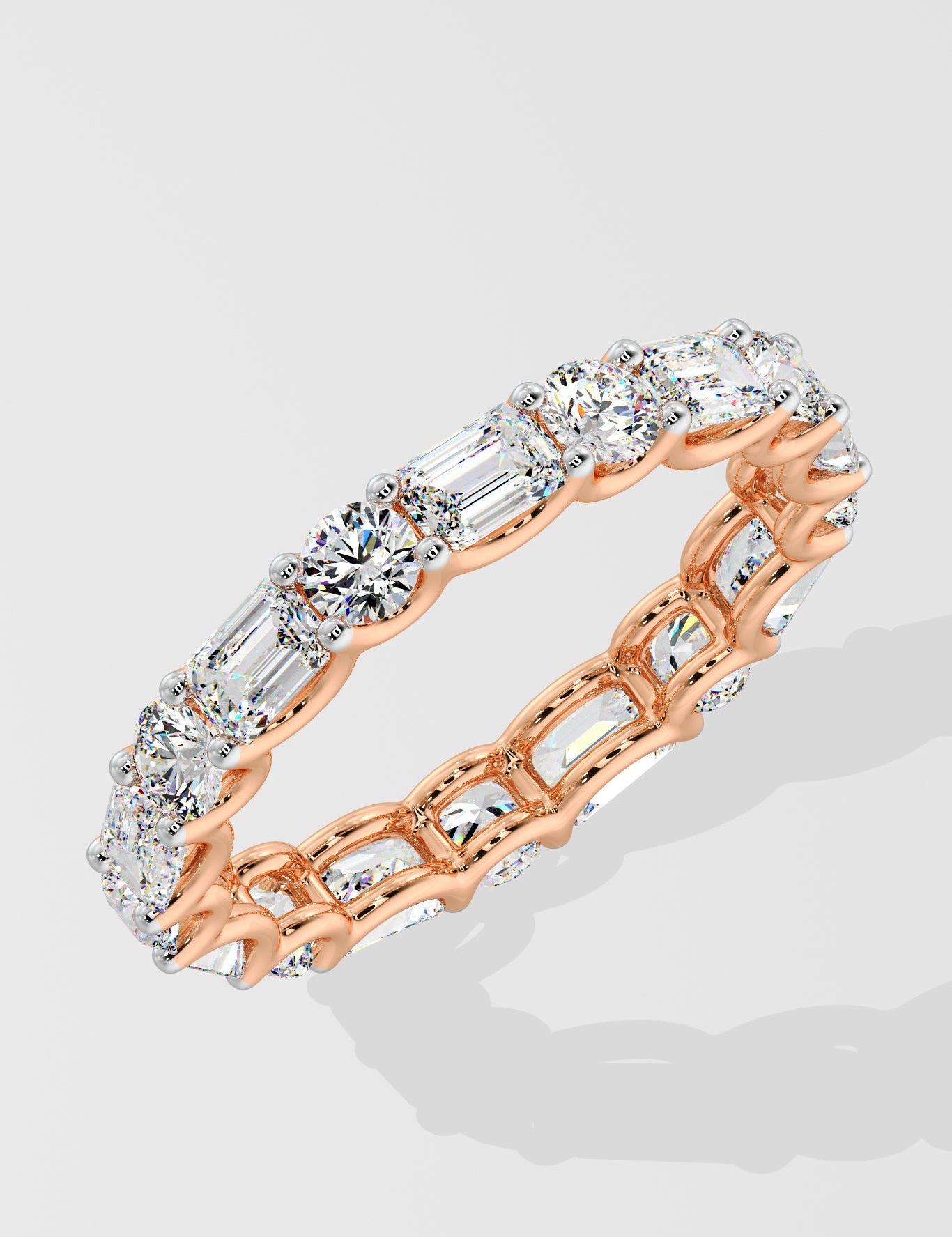 Round & Emerald Eternity Diamond Band