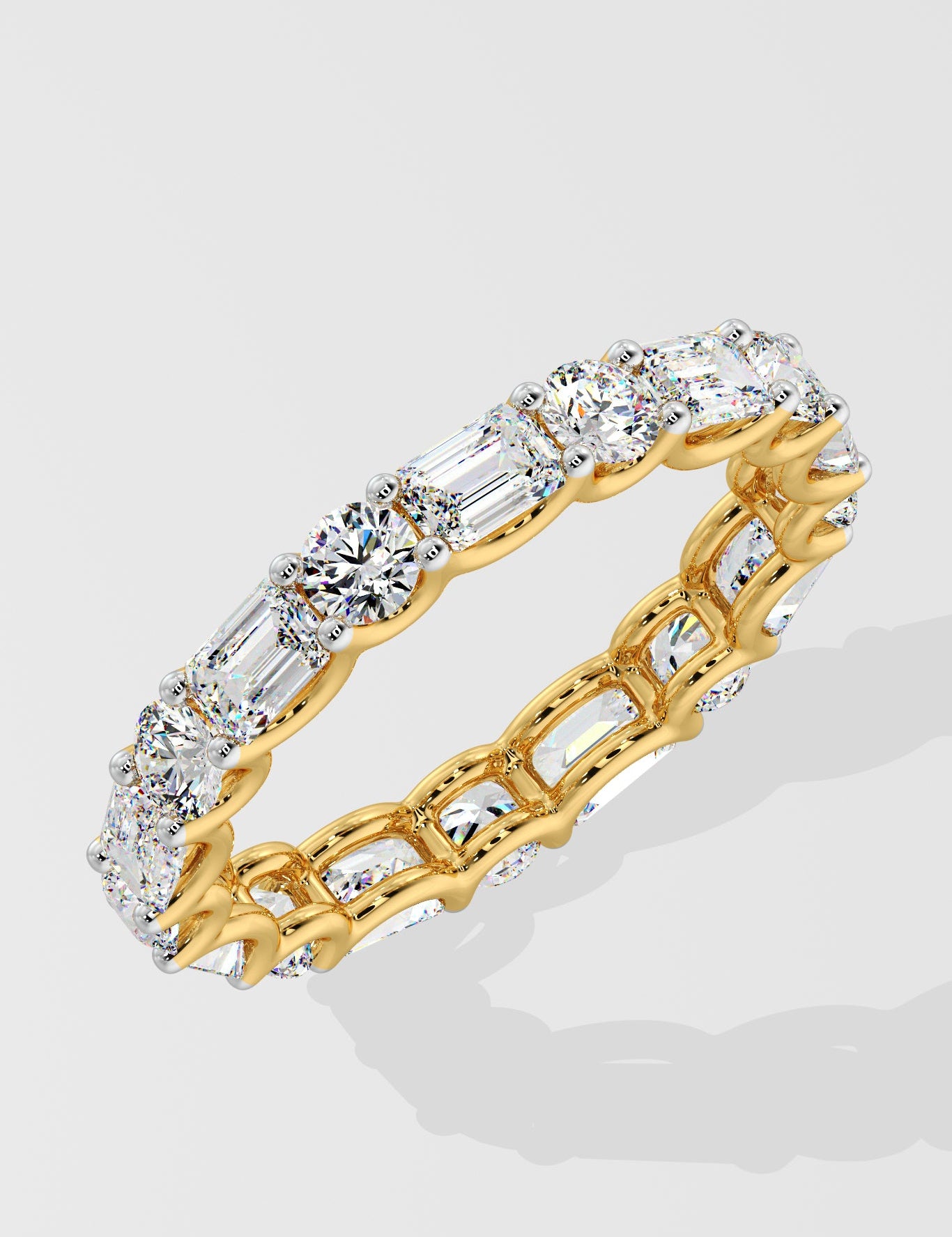 Round & Emerald Eternity Diamond Band