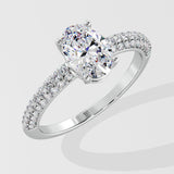 1.5 ct Oval Dome Pave Diamond Ring
