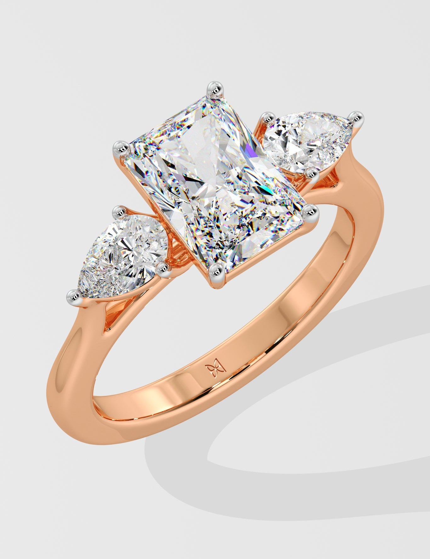 2 Ct Symphony Three Stone Radiant Diamond Ring
