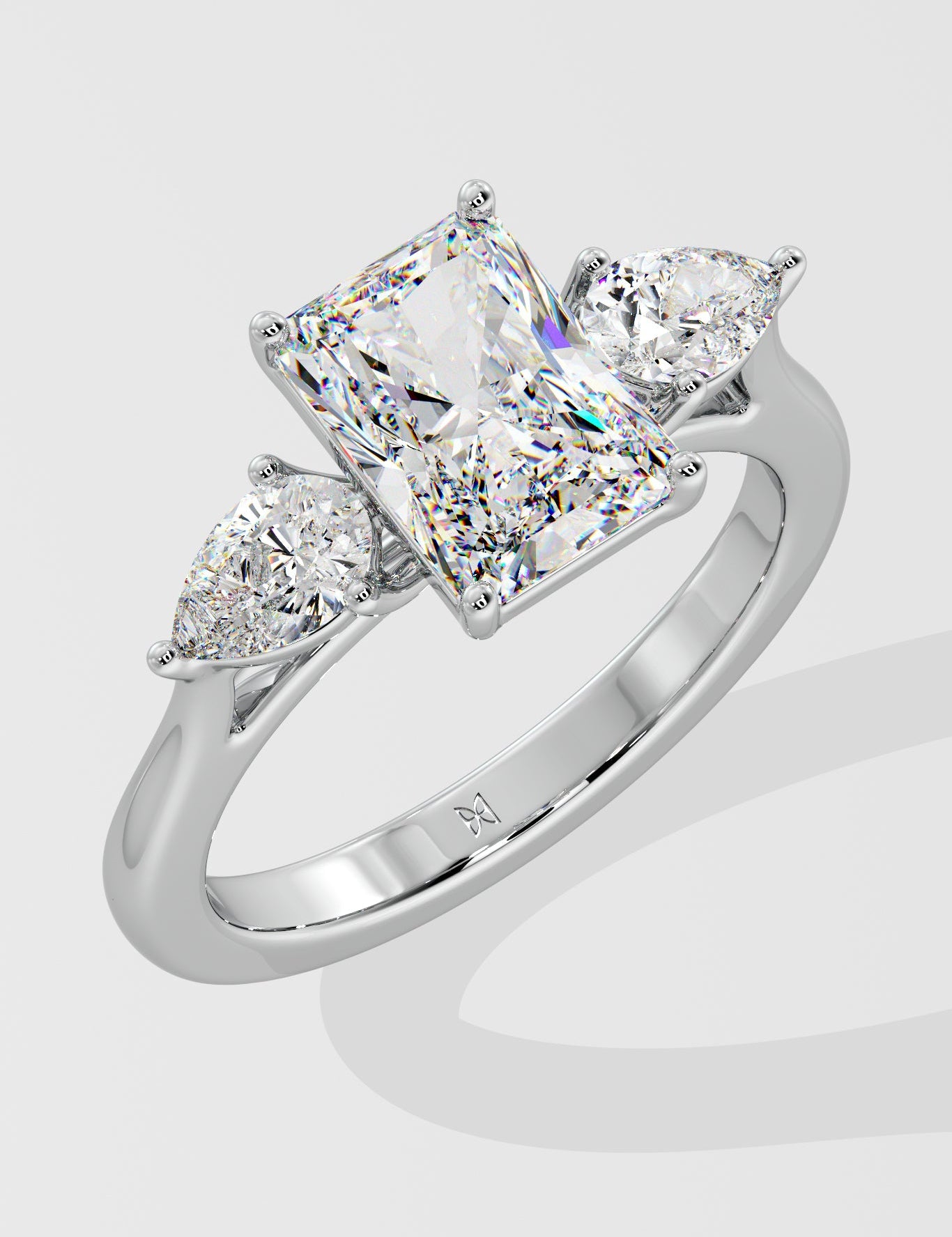 2 Ct Symphony Three Stone Radiant Diamond Ring