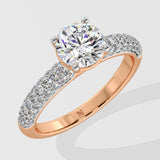 1 ct Dome Pave Solitaire Diamond Ring