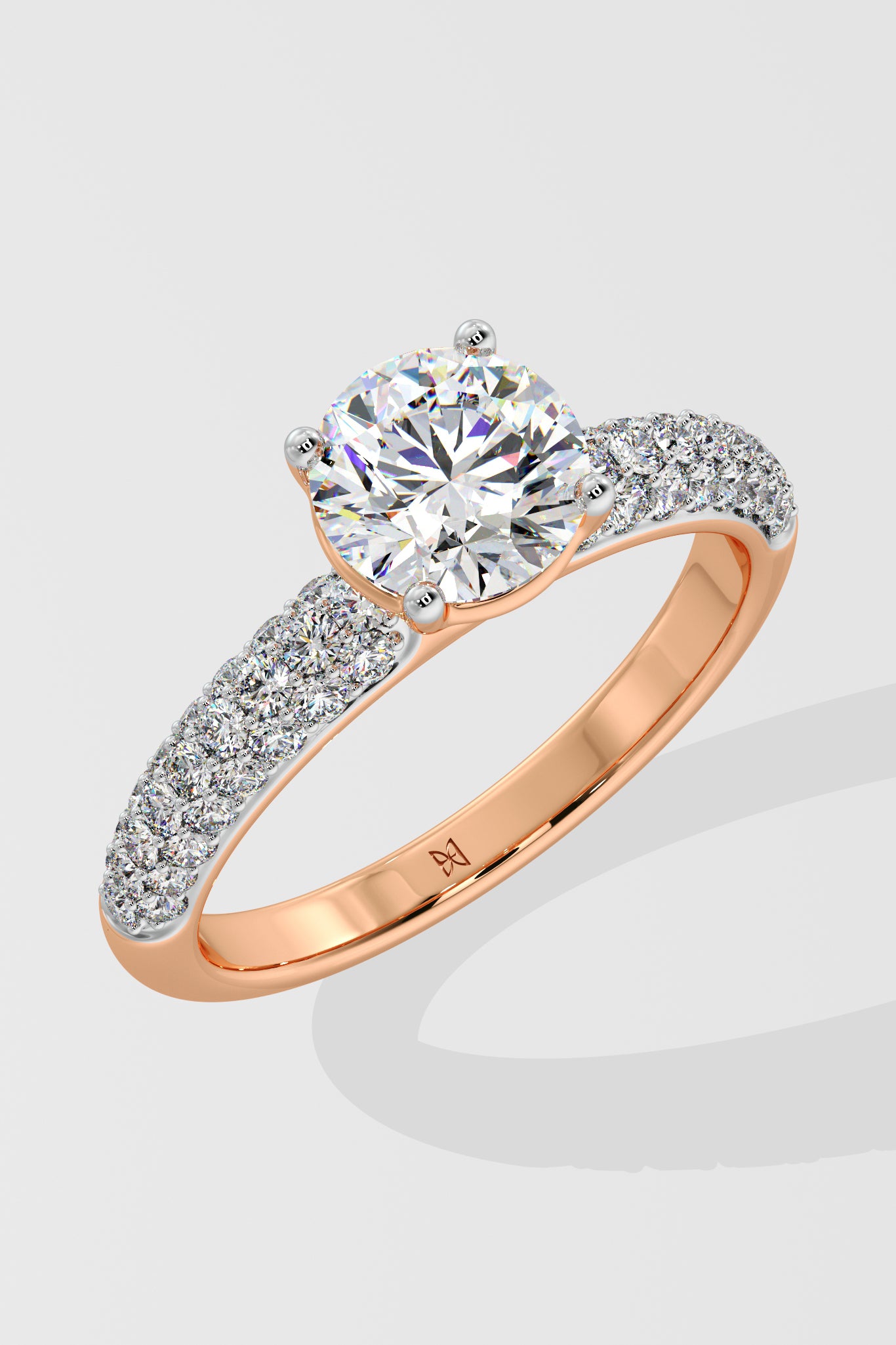 1 ct Dome Pave Solitaire Ring