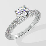1 ct Dome Pave Solitaire Diamond Ring