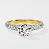 1 ct Dome Pave Solitaire Diamond Ring