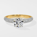 1 ct Dome Pave Solitaire Diamond Ring