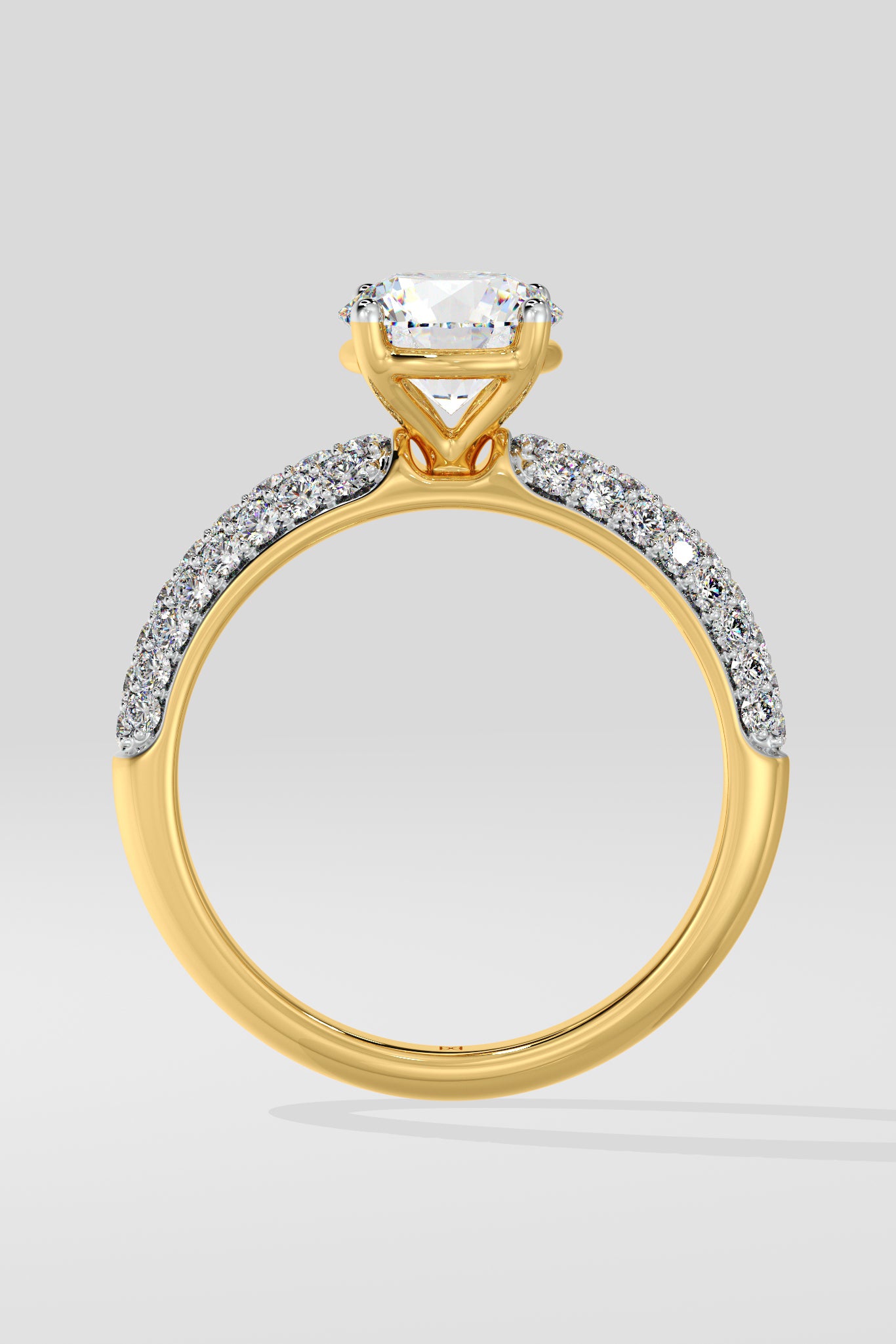 1 ct Dome Pave Solitaire Ring