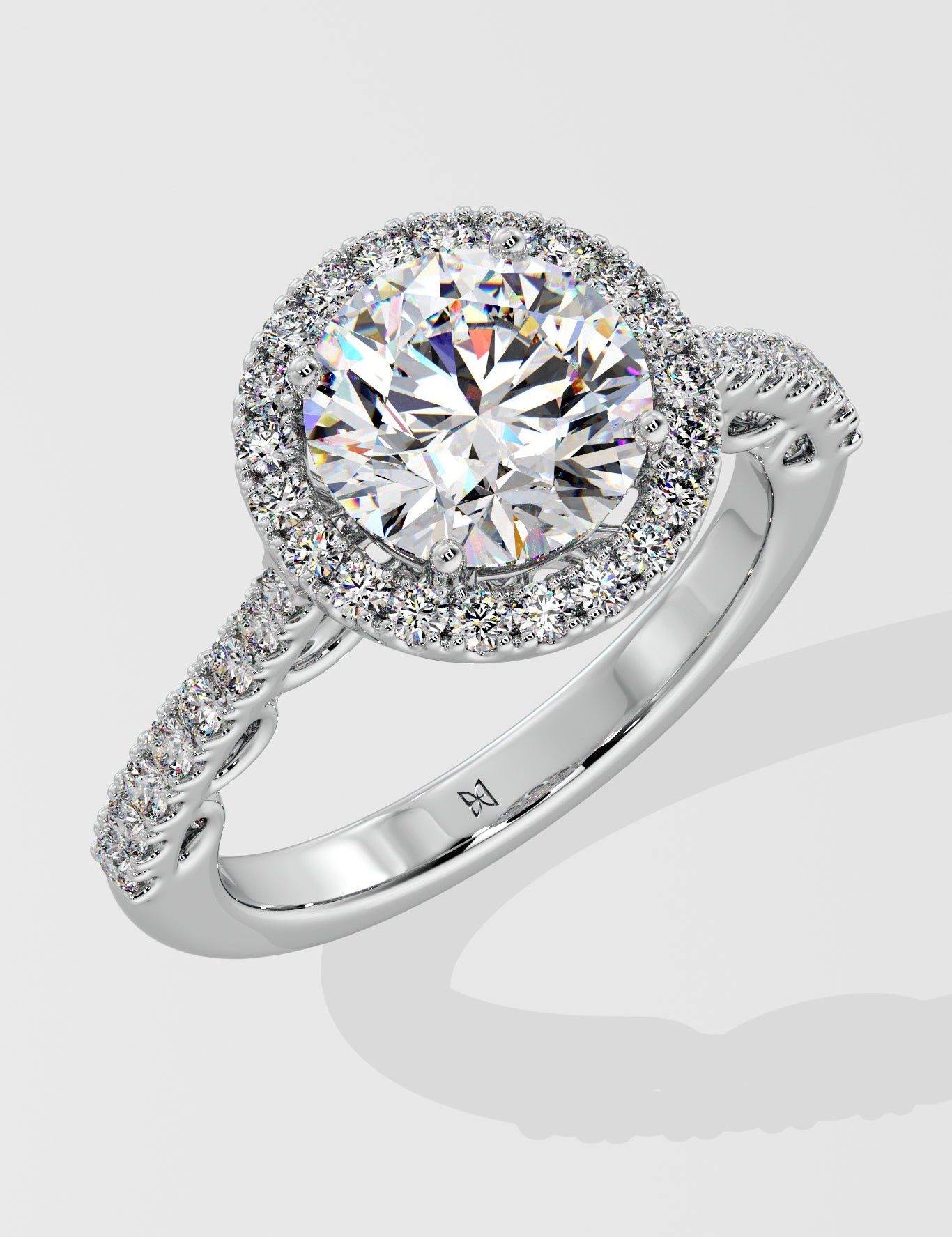 2 ct Aurora Halo Solitaire Diamond Ring