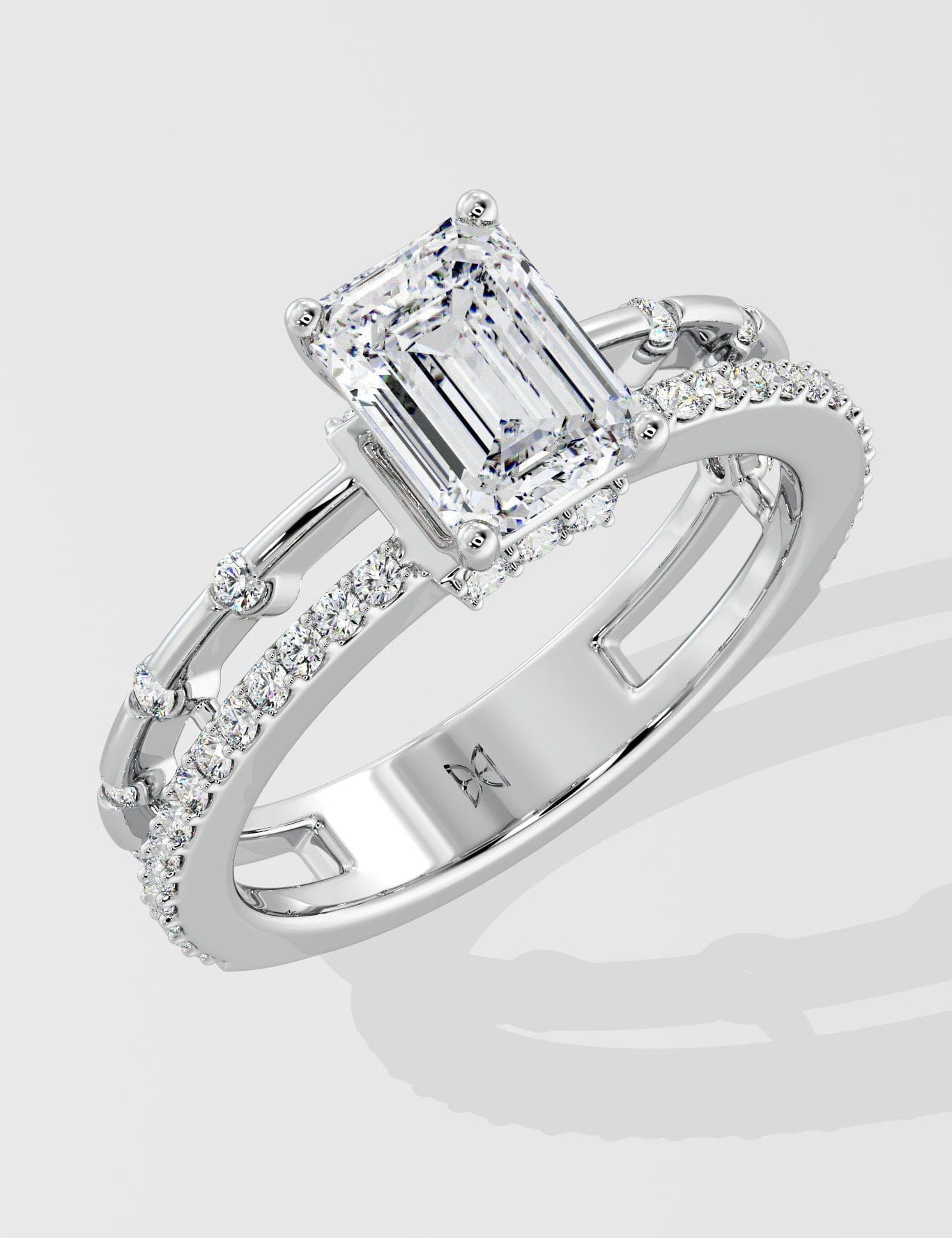 1 ct Emerald Twin Row Diamond Ring - House of Quadri