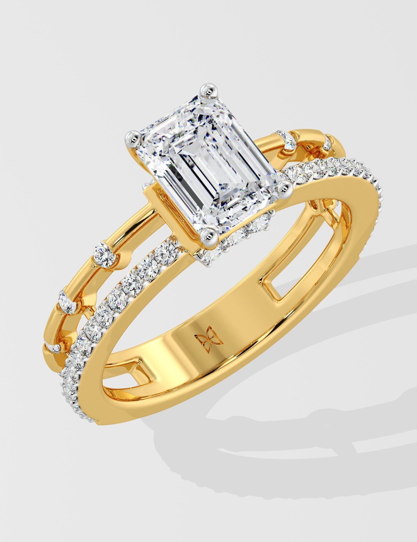 1 ct Emerald Twin Row Diamond Ring - House of Quadri