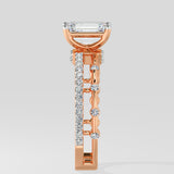 1 ct Emerald Twin Row Diamond Ring