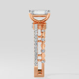 1 ct Emerald Twin Row Diamond Ring