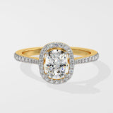 1 ct Elongated Cushion Halo Diamond Ring