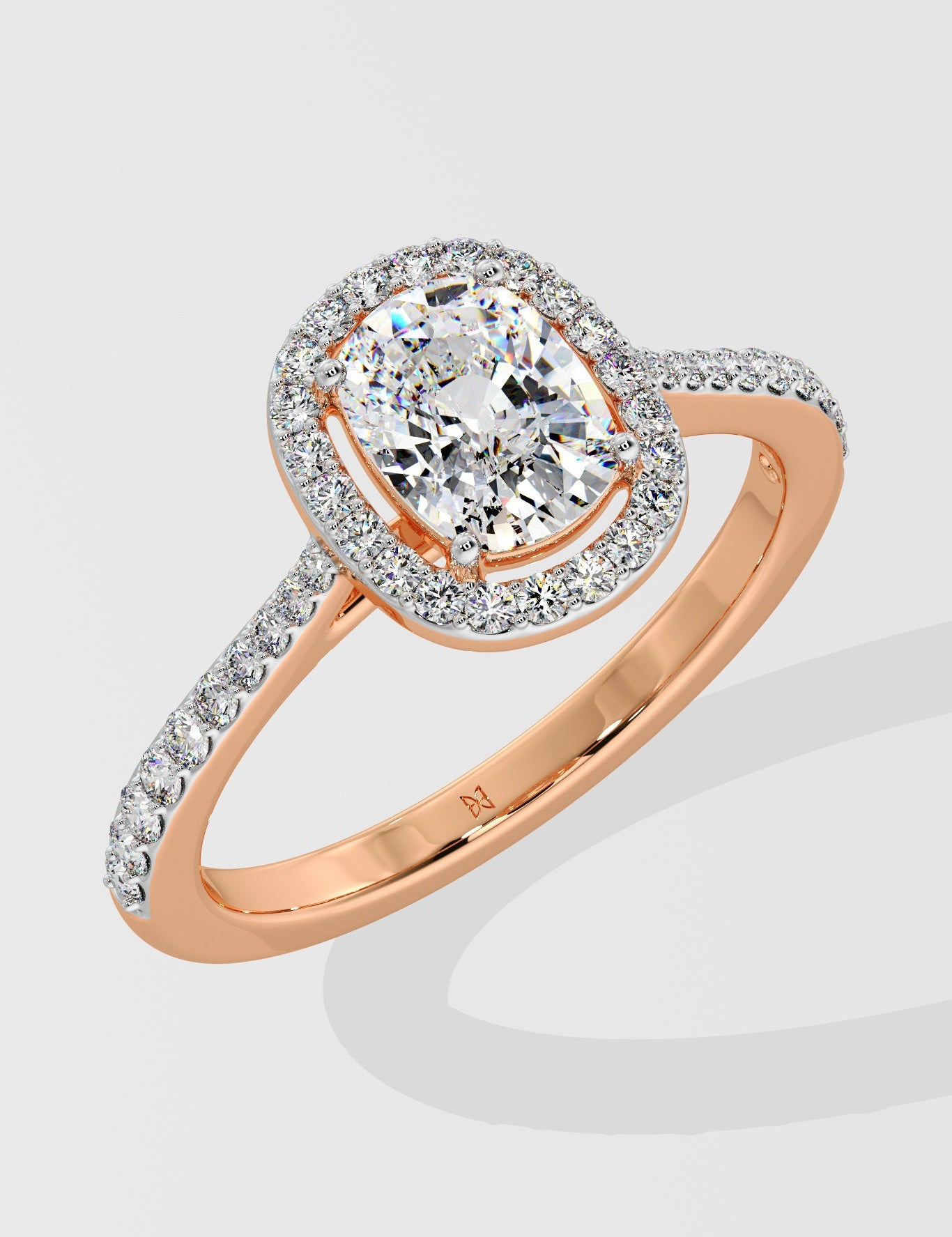 1 ct Elongated Cushion Halo Diamond Ring
