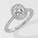 1 ct Elongated Cushion Halo Diamond Ring