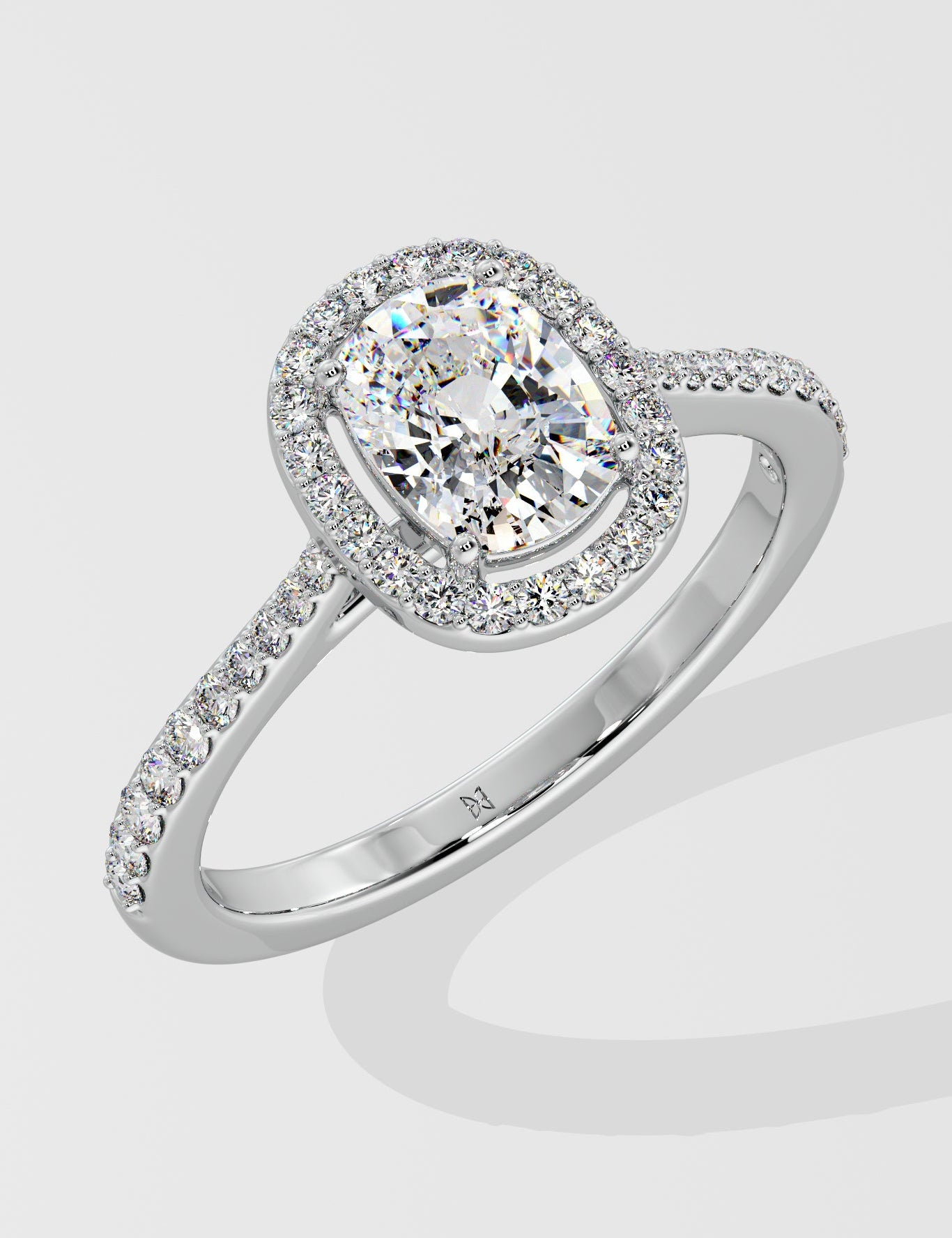 1 ct Elongated Cushion Halo Diamond Ring