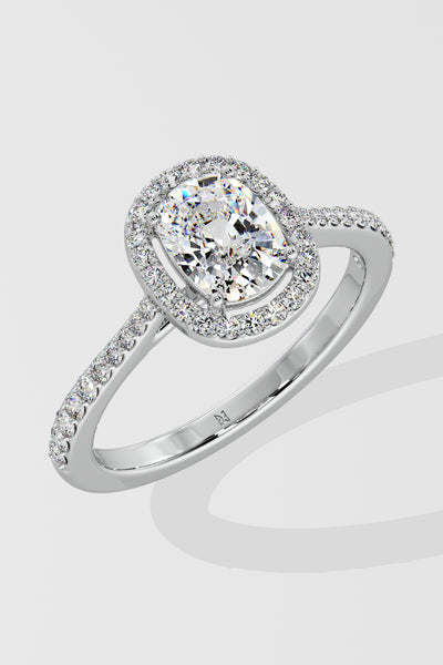 1 ct Elongated Cushion Halo Ring