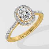 1 ct Elongated Cushion Halo Diamond Ring