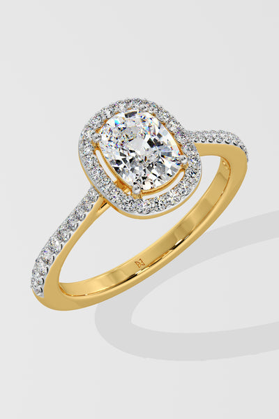 1 ct Elongated Cushion Halo Ring